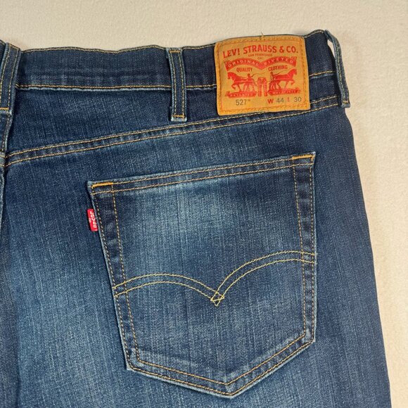 Levis Jeans Mens 44 Blue 527 Straight Leg Relaxed Fit Mid Rise Dark Wash - Picture 11 of 12